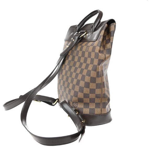 LOUIS VUITTON Logo Soho Backpack Bag Damier Ebene Leather Brown N51132 92EF739 - Picture 4 of 16